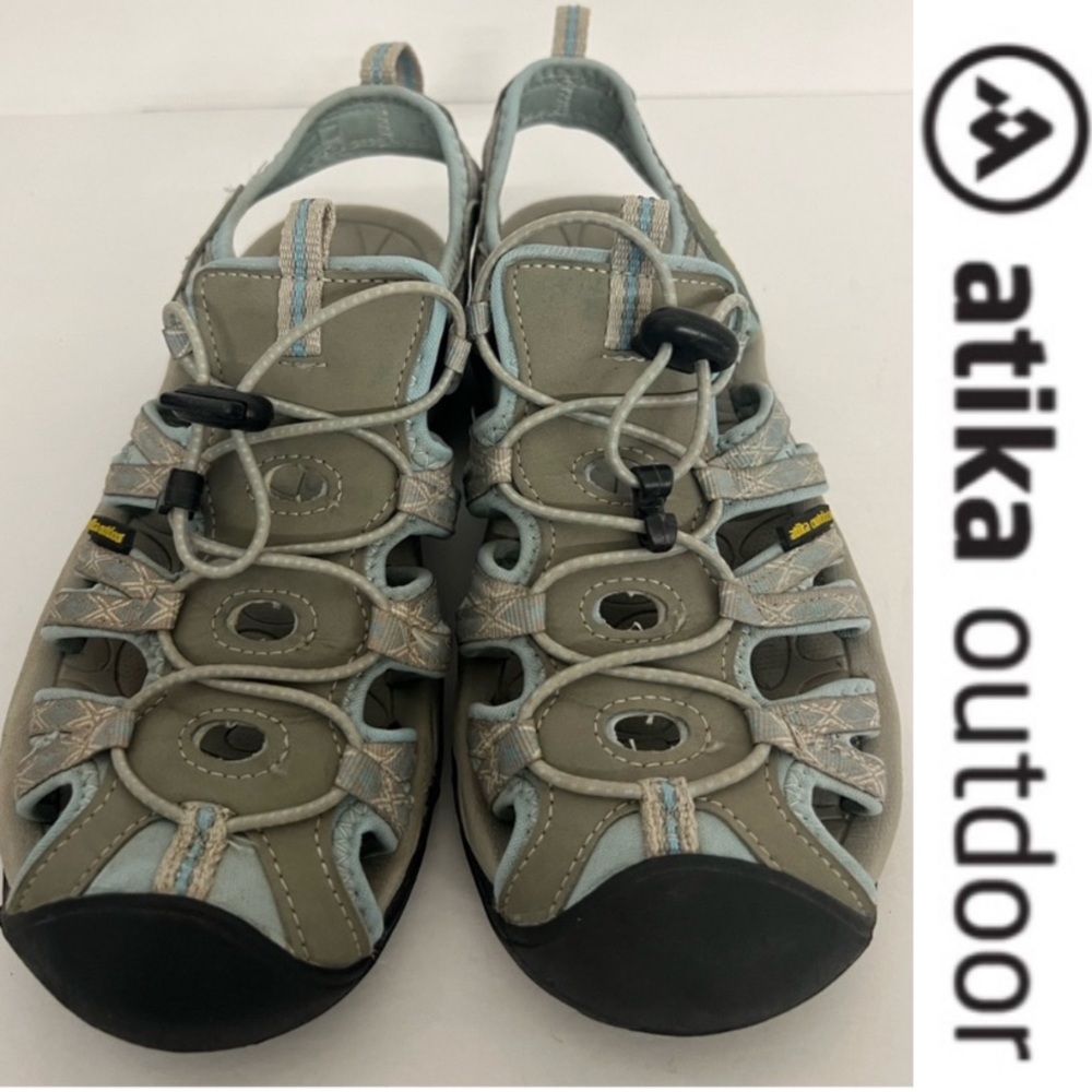 Atika - Outdoor Sport Sandals Closed Toe Drawstring - Gray/Blue Womens